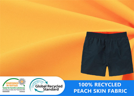 Tela curto reciclada 100% do avental da praia impermeável da pele do pêssego da sarja do ANIMAL DE ESTIMAÇÃO