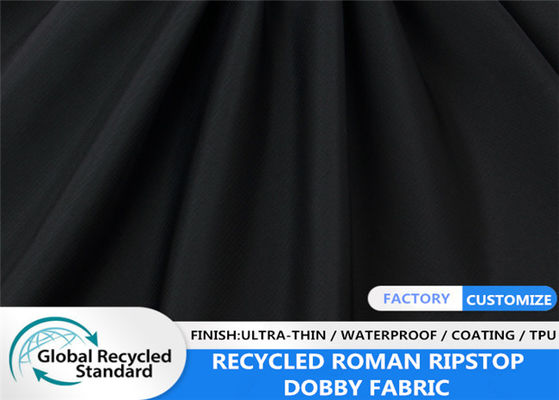 Roma Ripstop reciclou o revestimento macio da mola de Handfeel 50GSM do Pongee da tela do poliéster que alinha o material