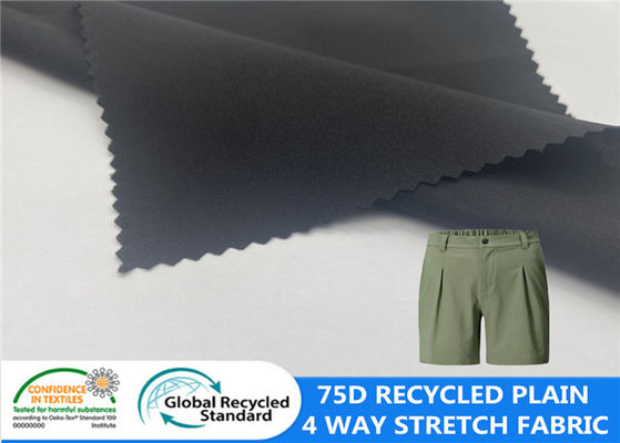 Tela seca rápida lisa reciclada 92% da tela de estiramento da maneira 75D 4 do Spandex do poliéster 8%