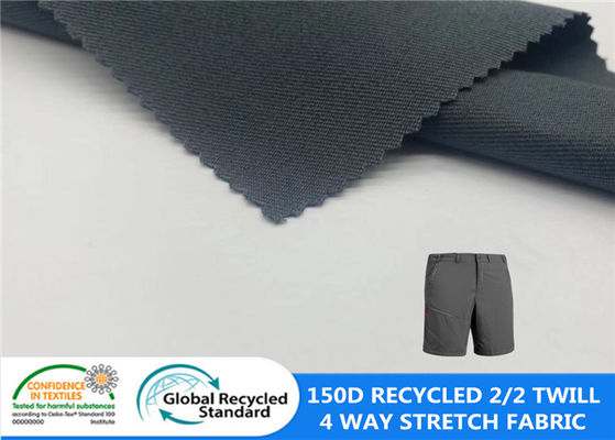 Tela exterior impermeável grossa reciclada 92% da tela de estiramento 226GSM da maneira da sarja do SP 150D 2/2 do poliéster 8% 4